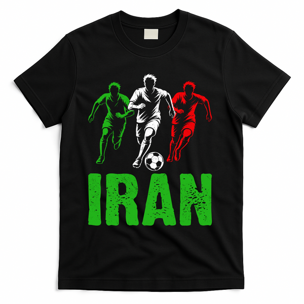 Iran Soccer Enthusiast Football Player T-Shirt - Black