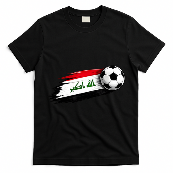 Iraq Soccer Flag Iraqi T-Shirt - Black