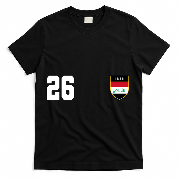 Iraq Soccer Jersey 2026 Back And Front T-Shirt - Black