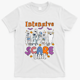 Intensive Scare Unit Icu Boo Crew Funny Nicu Picu Nurse Tech T-Shirt - White