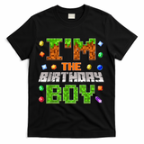 I'M The Birthday Boy Bday Party Video Gamer Pixel Number T-Shirt - Black