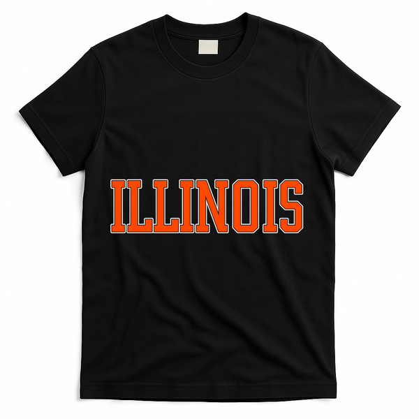 Illinois Throwback Classic Team Sports Varsity T-Shirt - Black