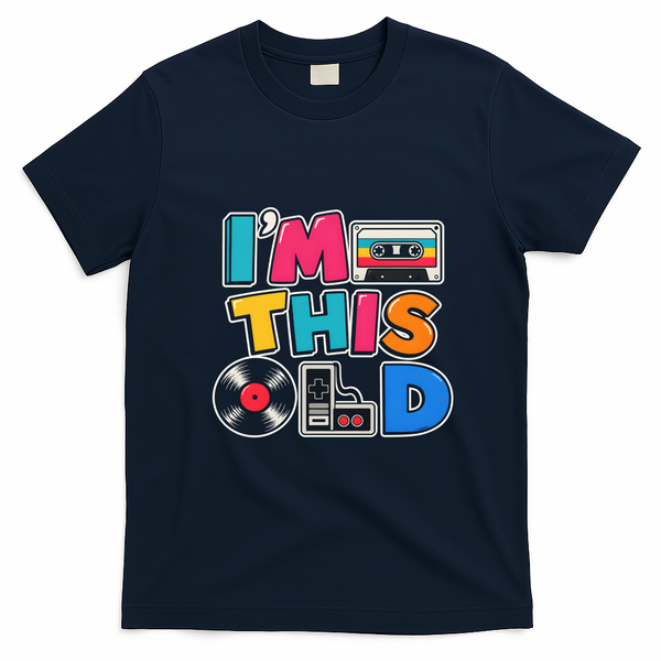 I'm This Old Birthday Celebration Vintage Retro T-Shirt - Navy Blue