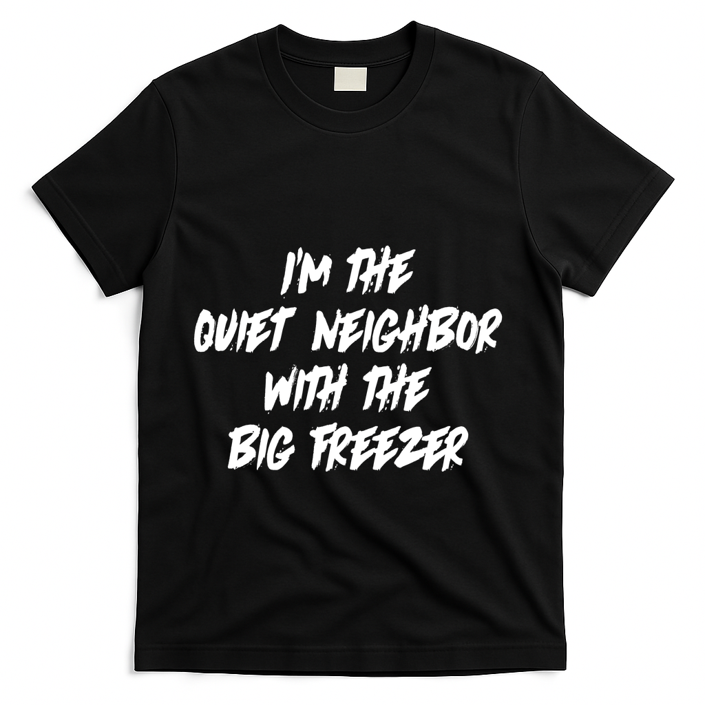 Im The Quiet Neighbor With The Big Freezer Funny Halloween T-Shirt - Black