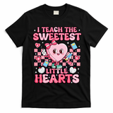 I Teach The Sweetest Little Hearts Teacher Valentines Day T-Shirt - Black