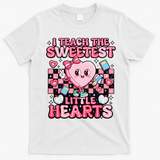 I Teach The Sweetest Little Hearts Teacher Valentines Day T-Shirt - White