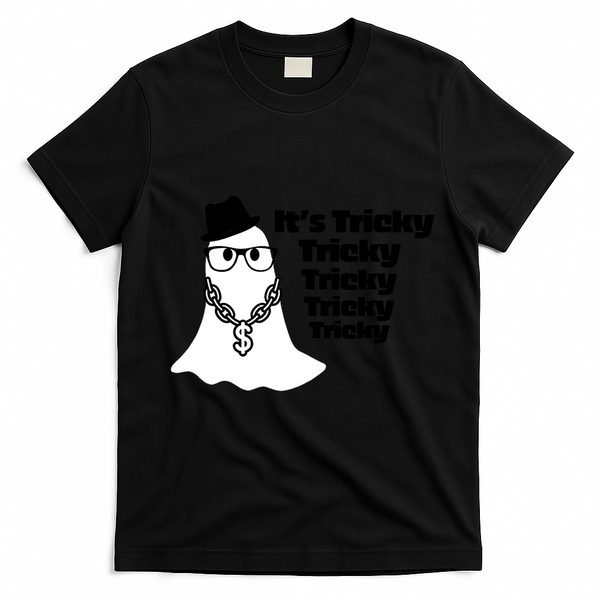 Its Tricky Tricky Tricky Ghost Boo Its Tricky Halloween T-Shirt - Black