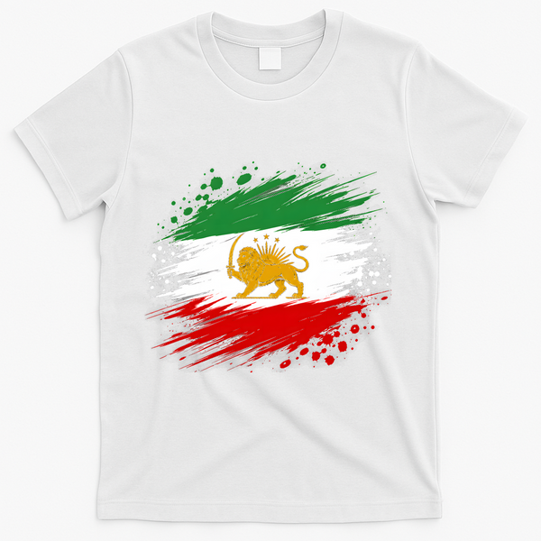 Iran Vintage Persian Lion And Sun Flag T-Shirt - White