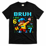 I Was 6 Now I'm 7 7th Birthday 67 Meme Boys Gaming T-Shirt - Black