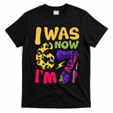 I Was 6 Now I'm 7 Funny 67 Meme 7th Birthday T-Shirt - Black