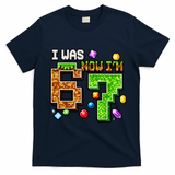 I Was 6 Now I'm 7 Pixel Birthday Gamer Funny 6-7 Meme T-Shirt - Navy Blue