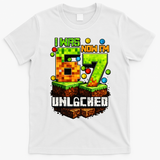 I Was 6 Now I'm 7 Pixel Game Unlocked Gamer 7th Birthday  T-Shirt - White