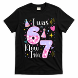 I Was 6 Now I'm 7 Birthday 6-7 Meme Funny T-Shirt - Black