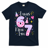 I Was 6 Now I'm 7 Birthday 6-7 Meme Funny T-Shirt - Navy Blue