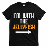 I'm With The Jellyfish Costume Funny Halloween Couple T-Shirt - Black