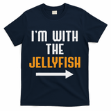 I'm With The Jellyfish Costume Funny Halloween Couple T-Shirt - Navy