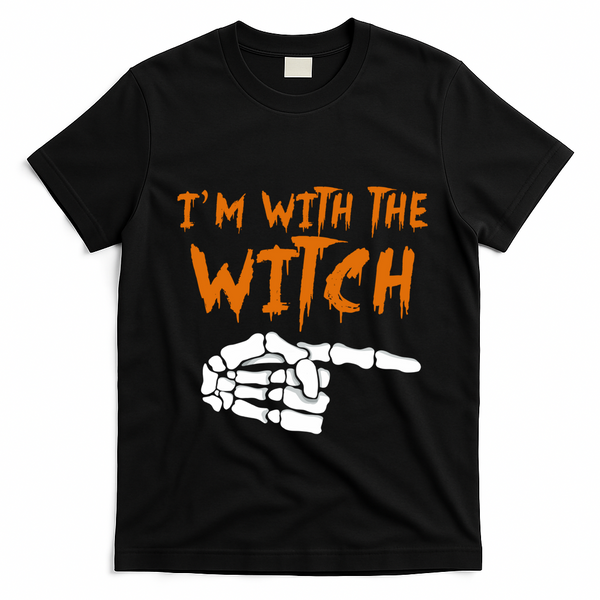 Im With The Witch Funny Matching Halloween Couples Costume Gift T-Shirt - Black