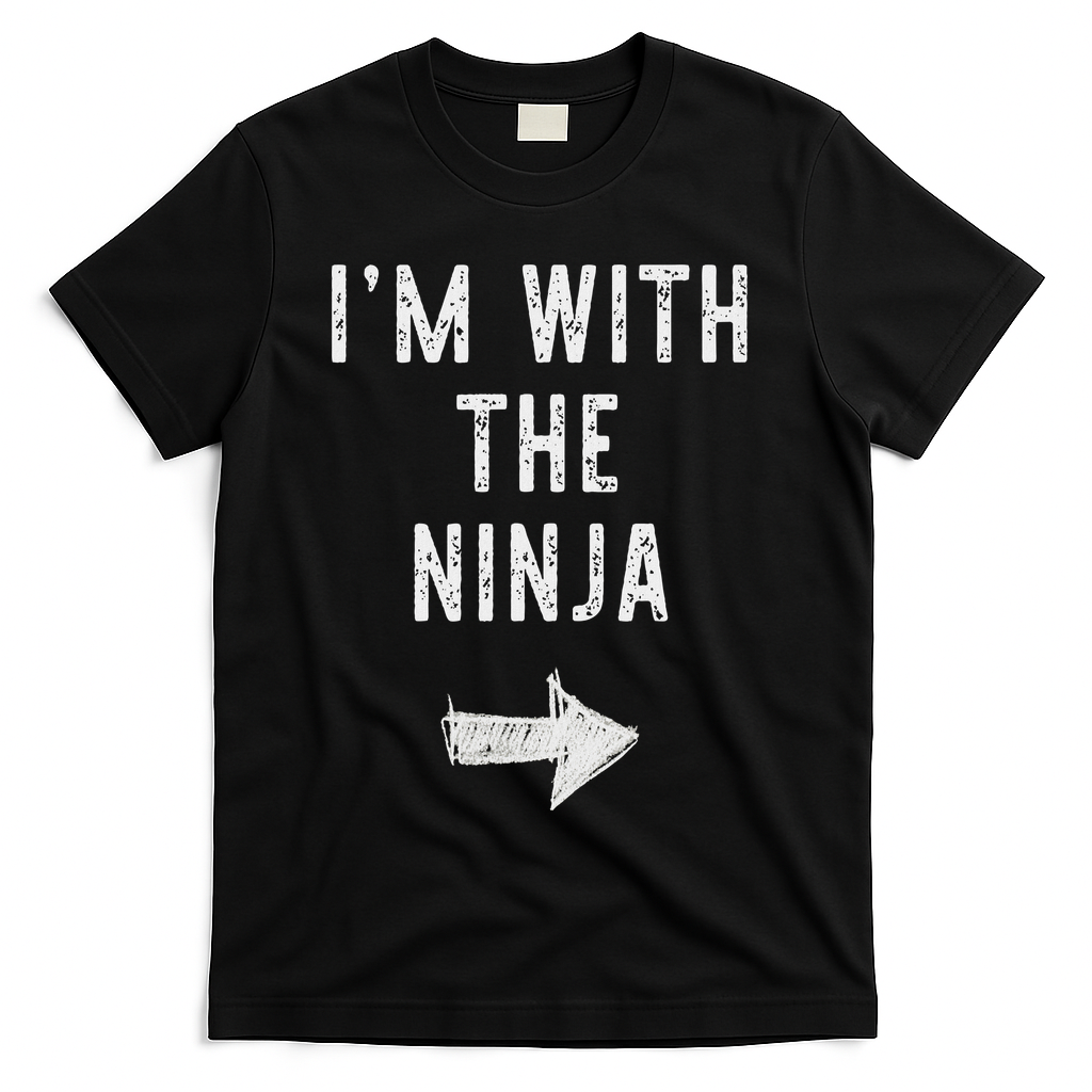 I'm With The Ninja Costume Halloween Matching Couple T-Shirt - Black
