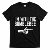 IM With The Bumblebee Funny Skeleton Halloween Couples T-Shirt - Black