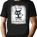 It's Fine I'm Fine Everything is Fine Leopard Fade Print Bella Mom - Camiseta para mujer Black T-Shirt - Black