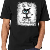 It's Fine I'm Fine Everything is Fine Leopard Fade Print Bella Mom - Camiseta para mujer Black T-Shirt - White