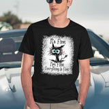 It's Fine I'm Fine Everything is Fine Leopard Fade Print Bella Mom - Camiseta para mujer Black T-Shirt - Navy