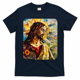 Jesus Christ Renaissance Art Church T-Shirt - Navy Blue