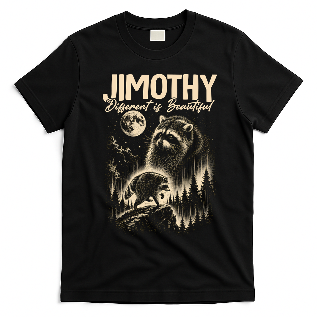 Jimothy Different Is Beautiful Raccoon T-Shirt - Black