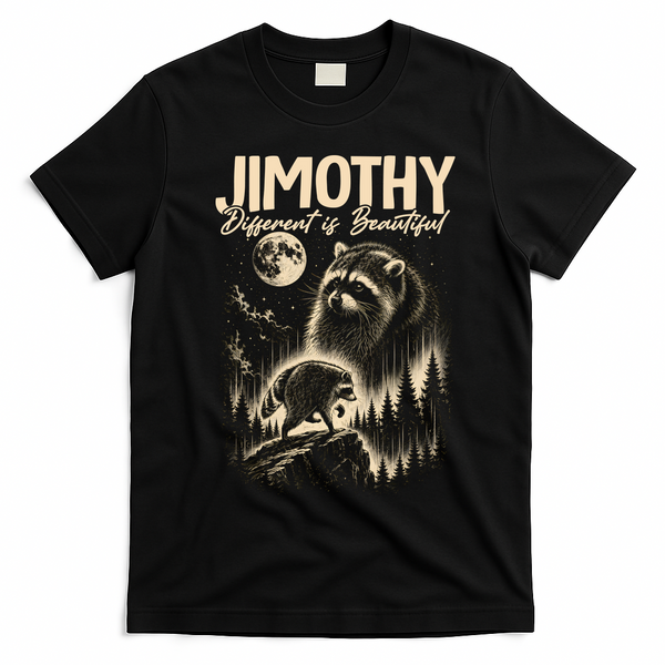Jimothy Different Is Beautiful Raccoon T-Shirt - Black