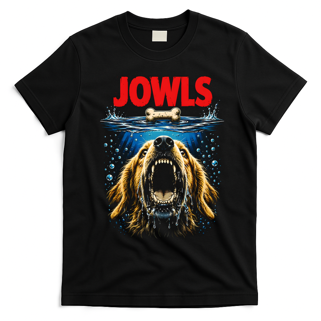 Jowls Dog Movie Parody Poster Meme T-Shirt - Black