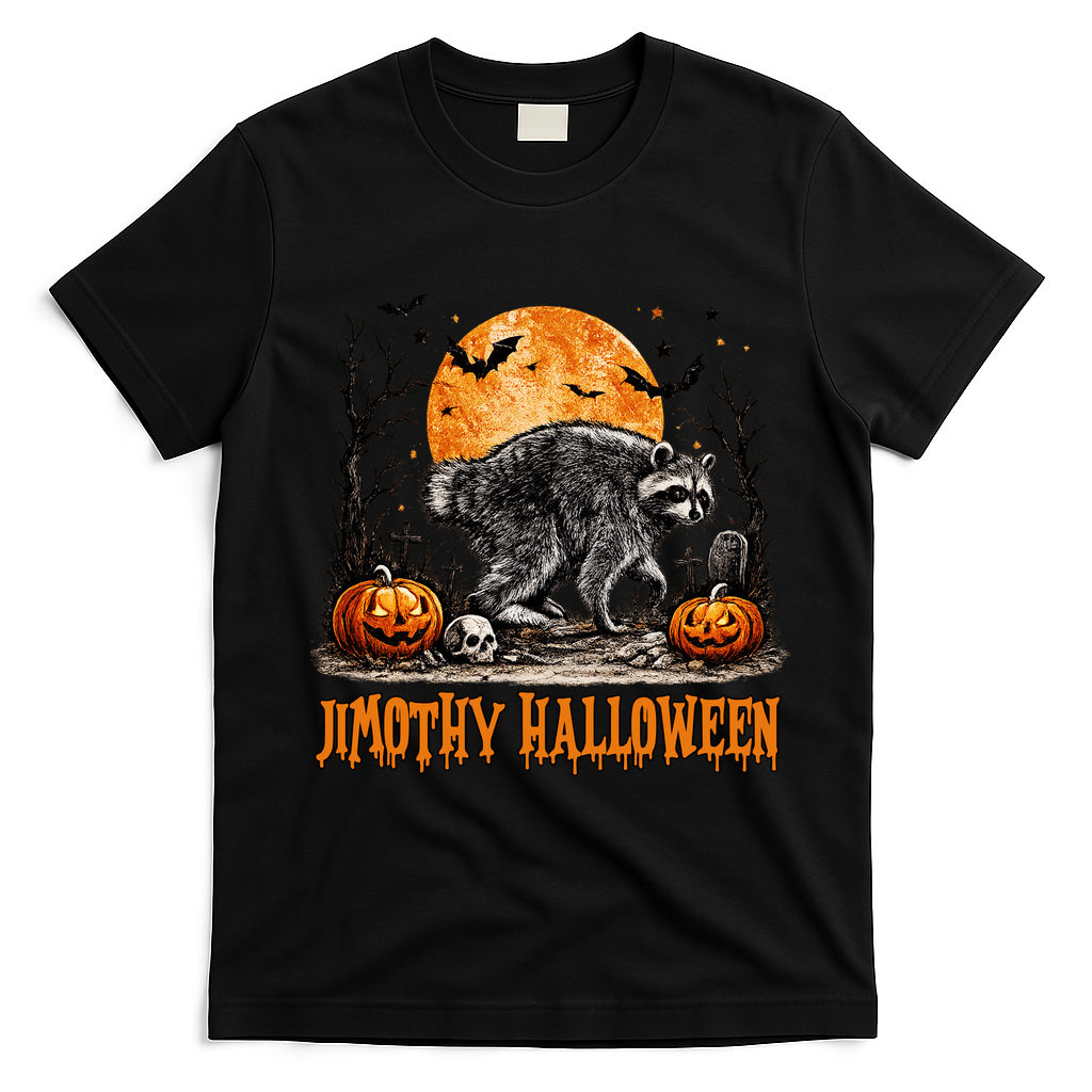 Jimothy Halloween Funny Viral Raccoon T-Shirt - Black