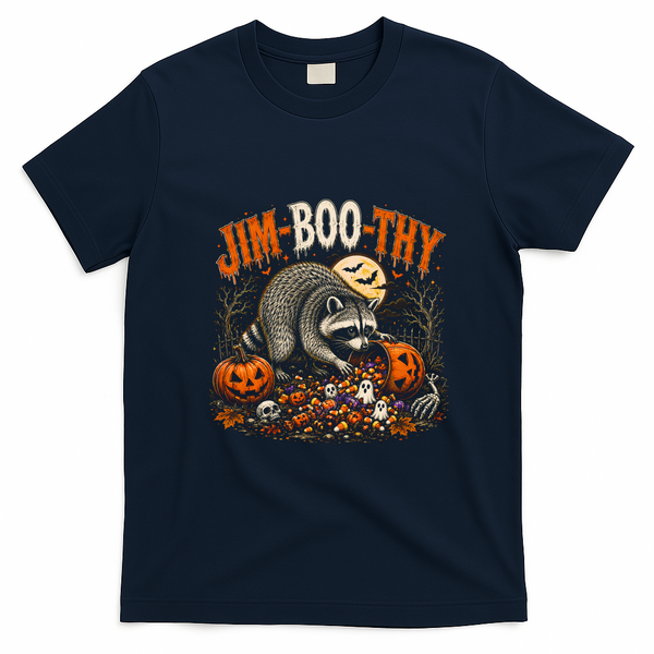 Jim-Boo-Thy Halloween Raccoon Jimothy Funny T-Shirt - Navy Blue
