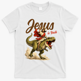 Jesus Is Back Sarcasm Funny Dinosaur T-Shirt - White