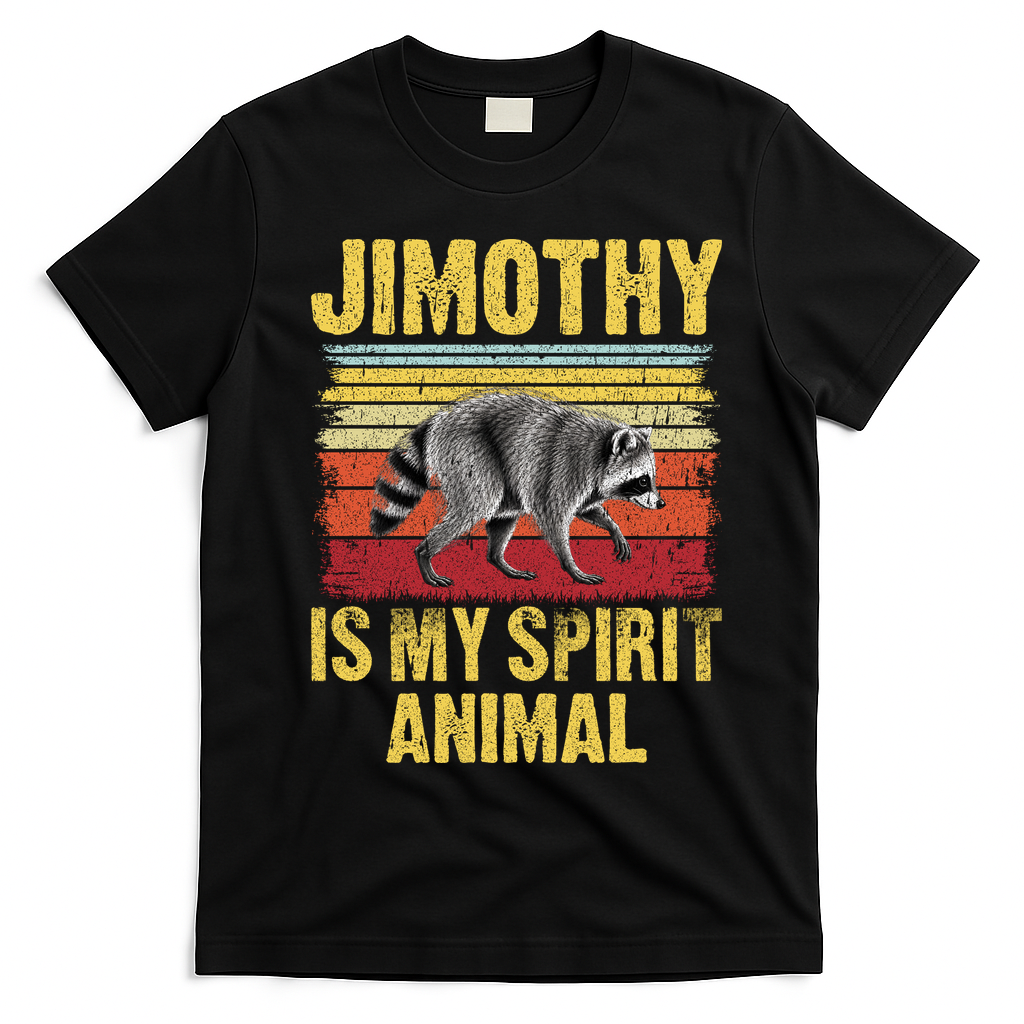 Jimothy Is My Spirit Animal Raccoon T-Shirt - Black