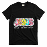 Jesus Is The Way The Truth The Life Christian Dalmatian Dots Gift T-Shirt - Black