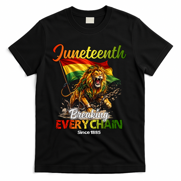 Juneteenth Lion Freedom T-Shirt - Black