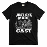 Just One More Cast Funny Skeleton Fishing T-Shirt - Black