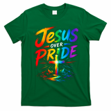 Jesus Over Pride Rainbow Cross T-Shirt - Irish Green