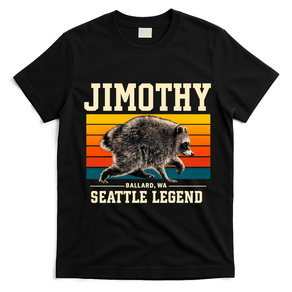 Jimothy Raccoon Ballard WA Seattle Legend T-Shirt - Black