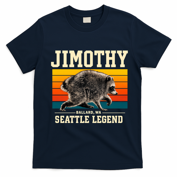 Jimothy Raccoon Ballard WA Seattle Legend T-Shirt - Navy Blue