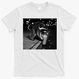 Jimothy Raccoon Drinking Ice Coffee Funny Animal Art T-Shirt - White