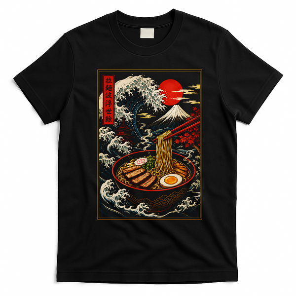 Japanese Ramen Kawaii Anime T-Shirt - Black