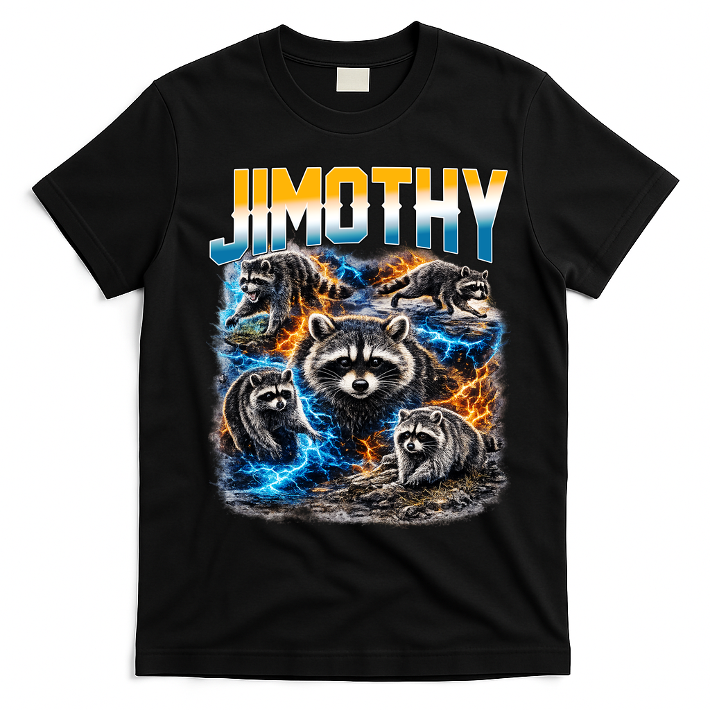Jimothy Raccoon Mashup T-Shirt - Black