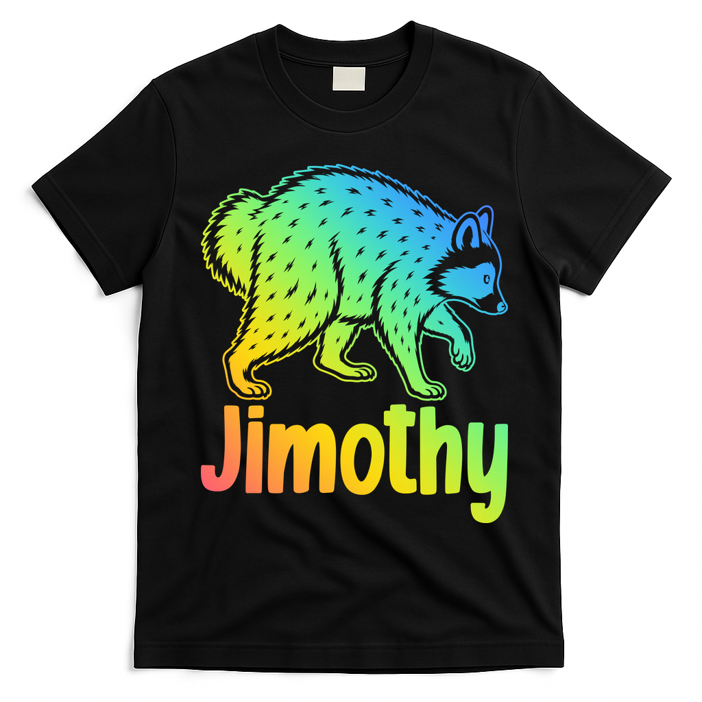 Jimothy Raccoon Meme Colorful  T-Shirt - Black