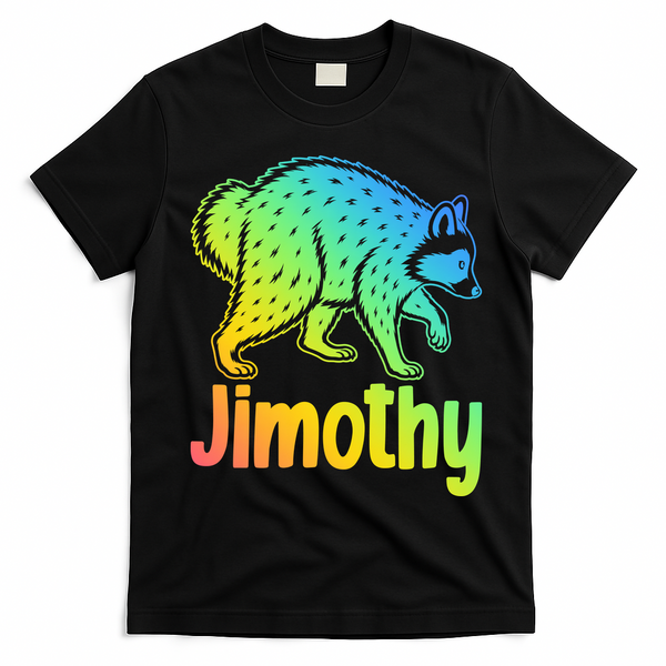 Jimothy Raccoon Meme Colorful  T-Shirt - Black
