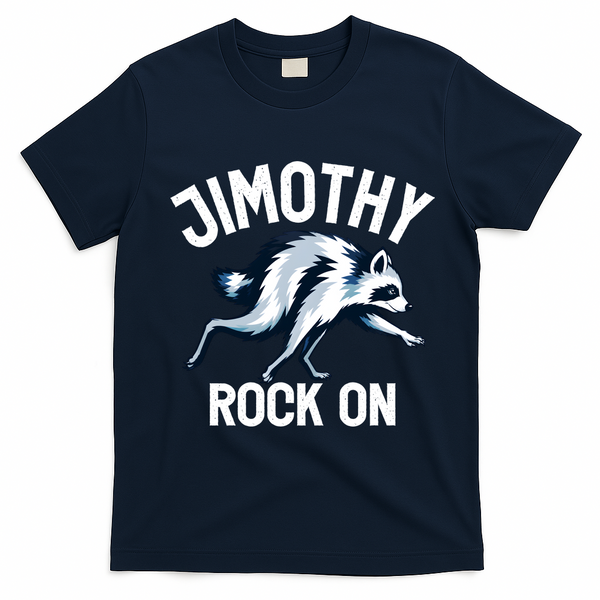Jimothy Rock On Raccoon Funny T-Shirt - Navy Blue