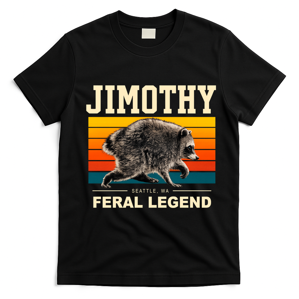 Jimothy Raccoon Seattle WA Feral Legend T-Shirt - Black