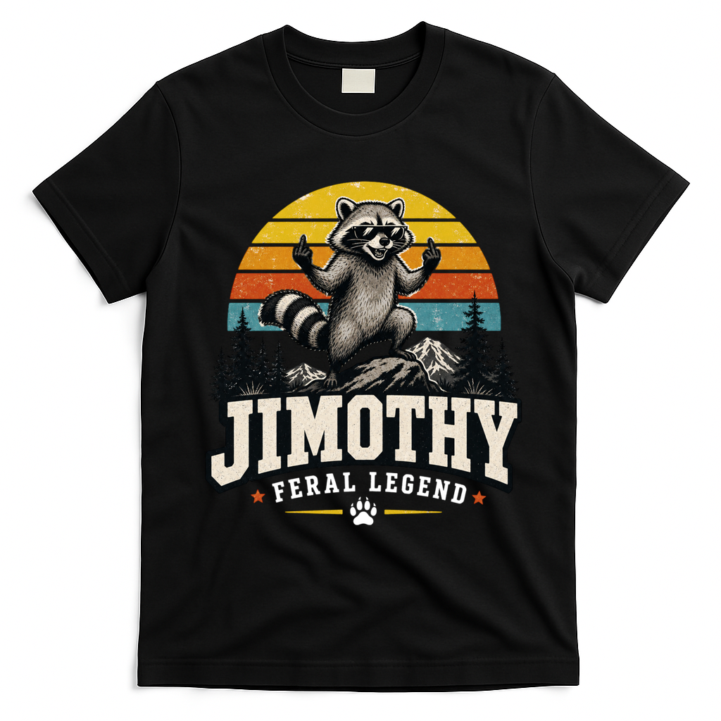 Jimothy Raccoon Seattle Feral Legend Meme T-Shirt - Black
