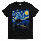 Jimothy Raccoon Under Starry Night Sky Artful Van Gogh T-Shirt - Black