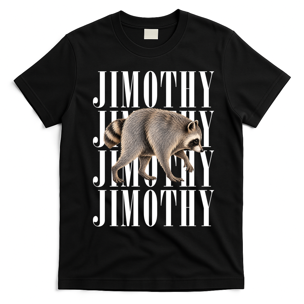 Jimothy Raccoon Viral Meme Funny Trendy T-Shirt - Black